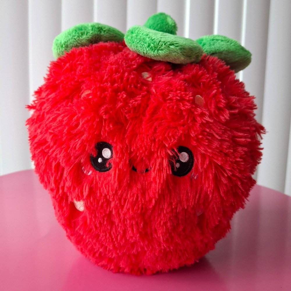 Squishable Strawberry Plush 9" Red Shaggy Fuzzy Stuffed Fruit Toy
